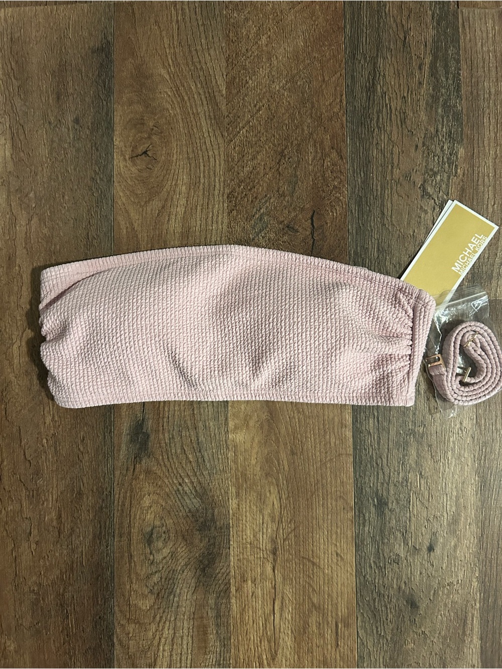 Michael Kors Soft Lilac Bandeau Swim Top with Removable Straps